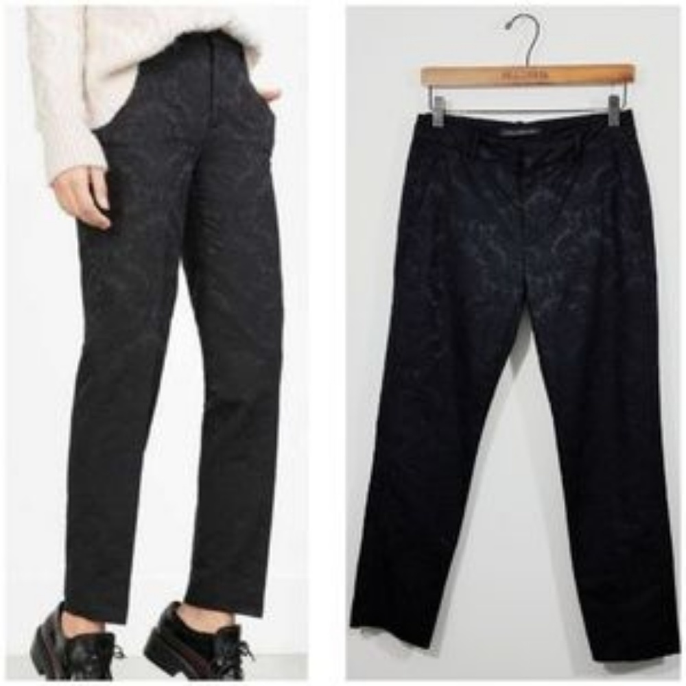 Zara Black Damask Cigarette pant